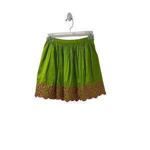 Lilly Pulitzer 100% silk green & pink girls short skirt side zipper size 8. #21-